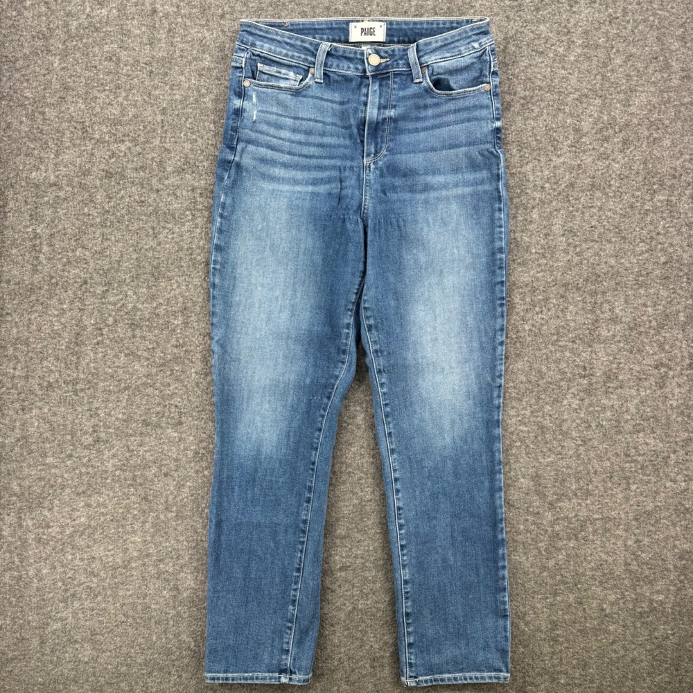 Paige Hoxton Slim High Rise Jeans Medium Blue Wash Size 29 Stretch Denim